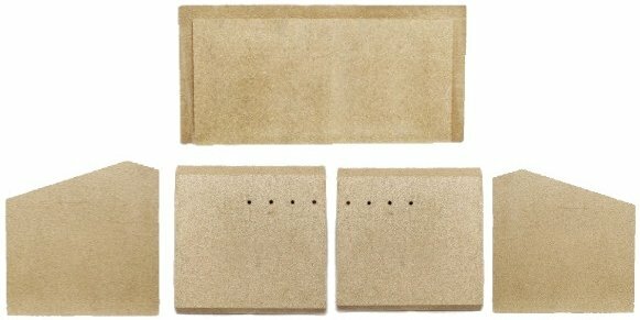 Complete set of bricks including back, two sides and top baffle brick.