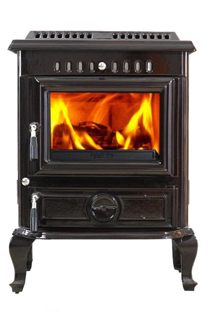 Olymberyl Aidan enamel boiler stove, also known as shiny black boiler stove to heat 10 radiators and the hot water. 