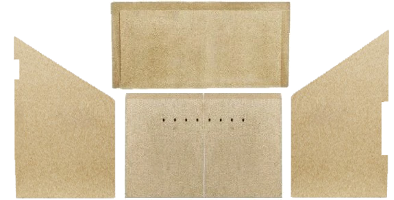 Boru Fiachra Brick Set Complete set of vermiculite board shaped to suit a Boru Fiachra Set includes 2 sides 1 back and 1 top baffle