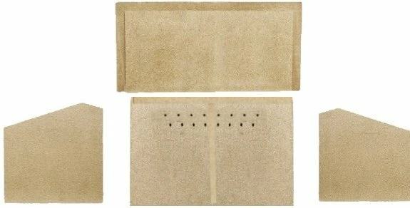 Complete set of vermiculite board shaped to suit a Boru 400e Set includes 2 sides 1 back and 1 top baffle
