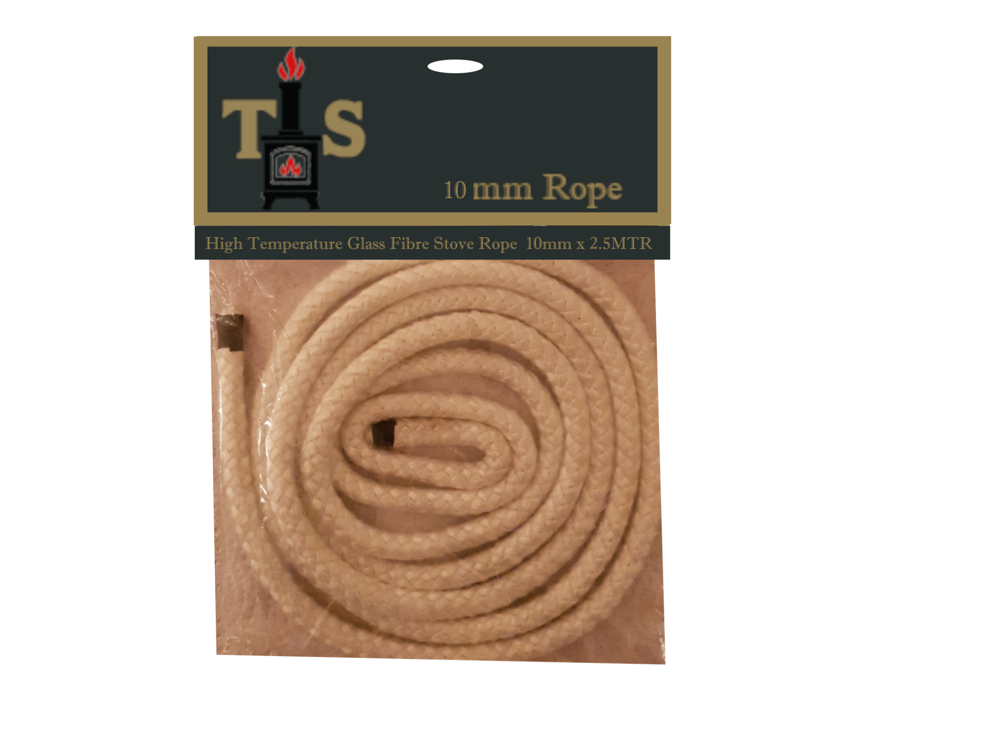 White Door gasket 10mm suitable for use in a solid fuel or pellet stove 